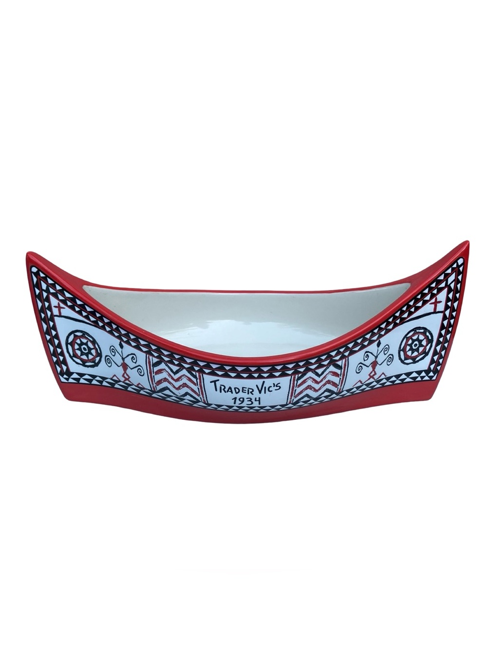 Trader Vic's Red White Decorative Boat Dish